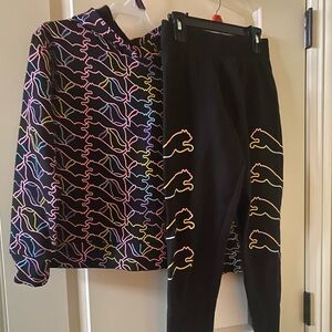 Puma Black Leggings and Matching Hoodie